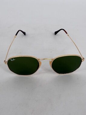 Ray-Ban RB3548N 001 54-21 Gold Hexagonal Sunglasses with Green Lenses